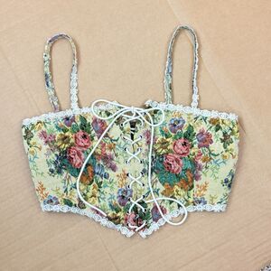 Cider Floral Tapestry Corset Bustier Lace-Up Med